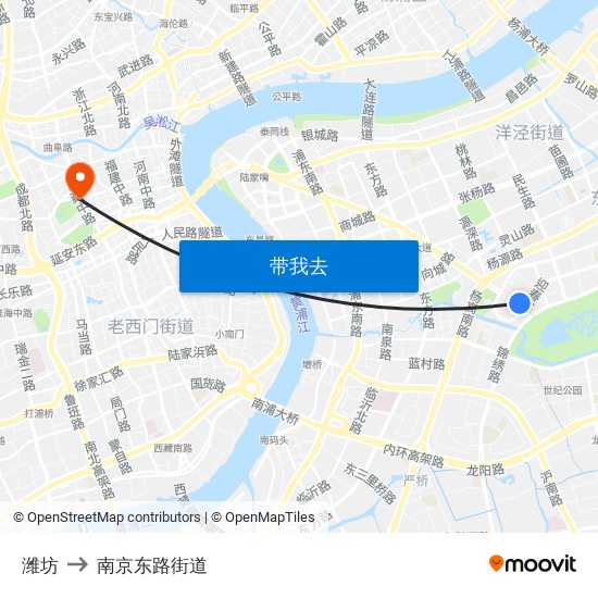 潍坊 to 南京东路街道 map