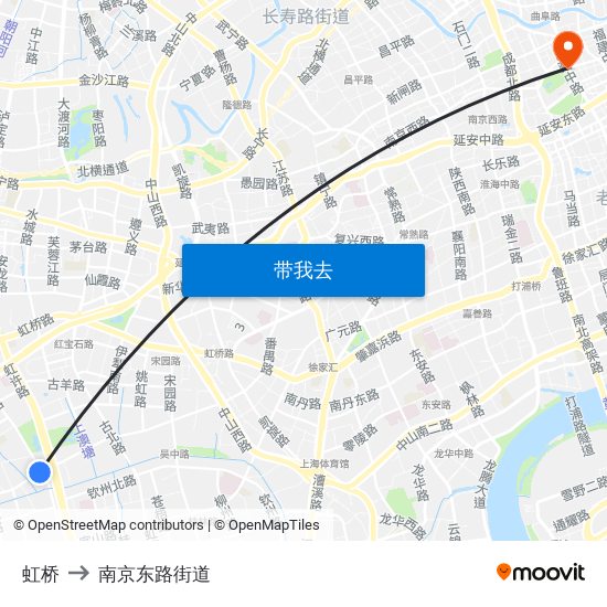 虹桥 to 南京东路街道 map