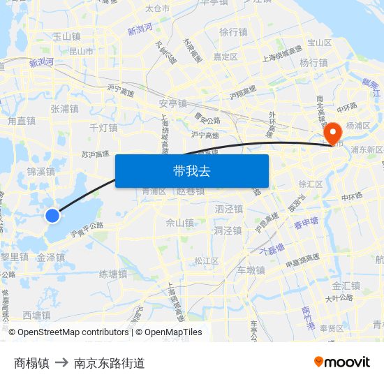 商榻镇 to 南京东路街道 map