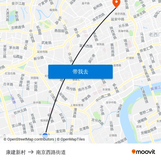 康建新村 to 南京西路街道 map