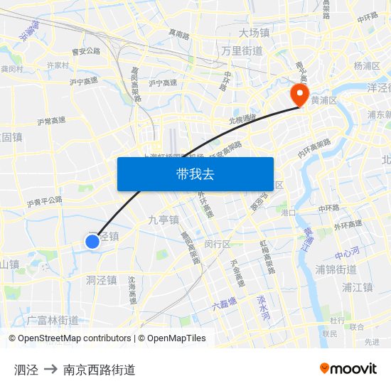 泗泾 to 南京西路街道 map