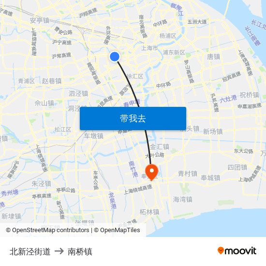 北新泾街道 to 南桥镇 map