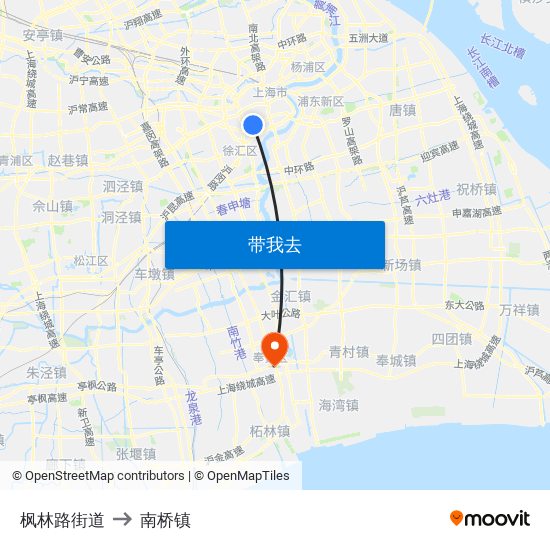 枫林路街道 to 南桥镇 map