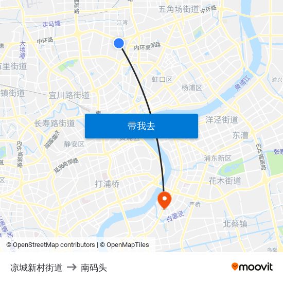 凉城新村街道 to 南码头 map