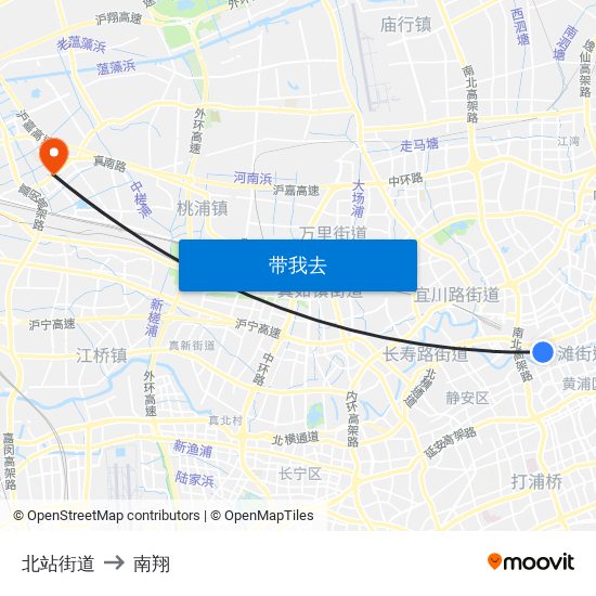 北站街道 to 南翔 map