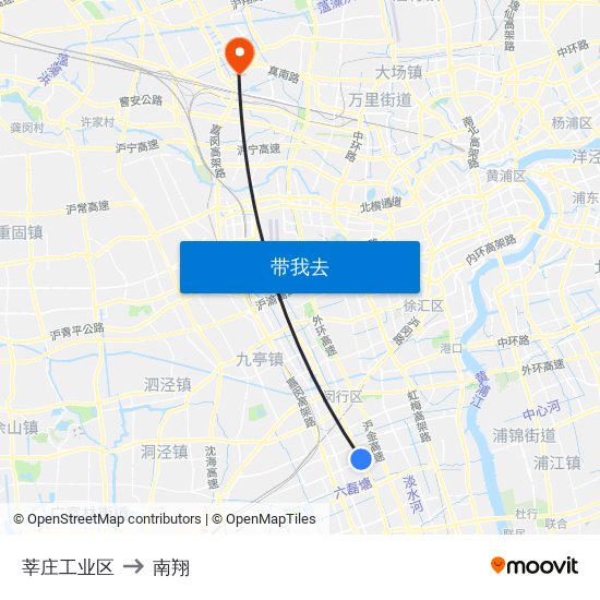 莘庄工业区 to 南翔 map