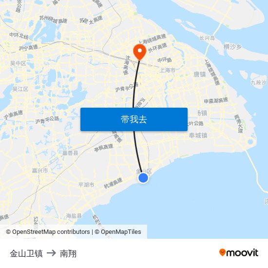 金山卫镇 to 南翔 map