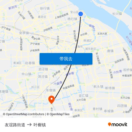 友谊路街道 to 叶榭镇 map