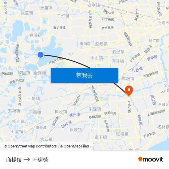 商榻镇 to 叶榭镇 map