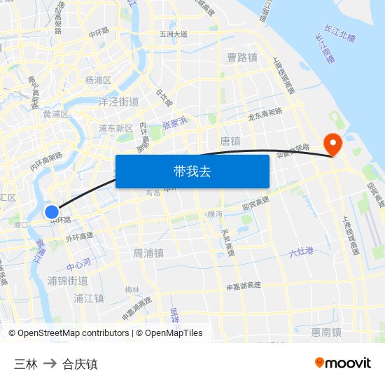 三林 to 合庆镇 map