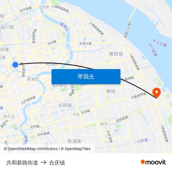 共和新路街道 to 合庆镇 map