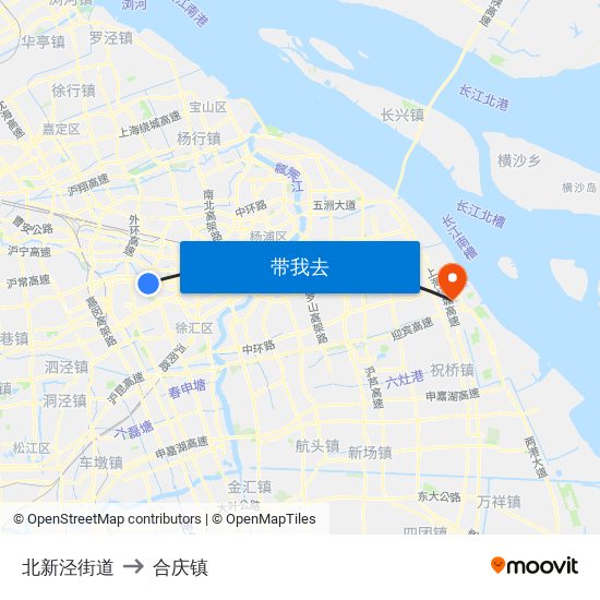 北新泾街道 to 合庆镇 map