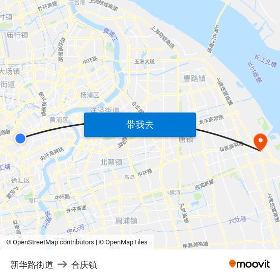 新华路街道 to 合庆镇 map