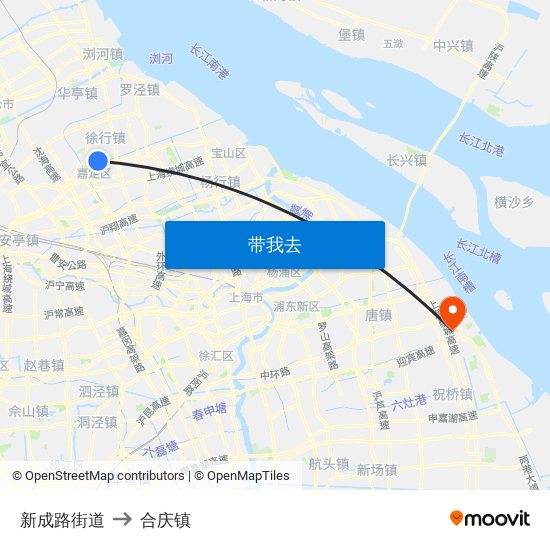 新成路街道 to 合庆镇 map