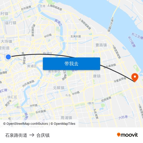 石泉路街道 to 合庆镇 map