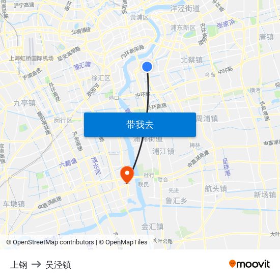 上钢 to 吴泾镇 map