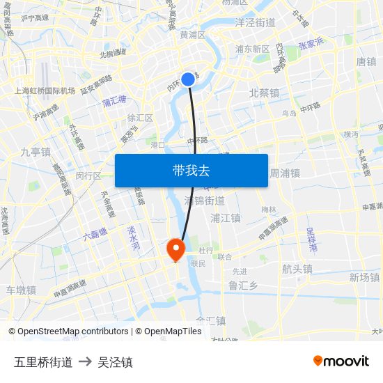 五里桥街道 to 吴泾镇 map