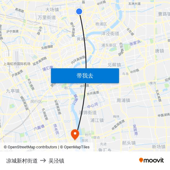 凉城新村街道 to 吴泾镇 map