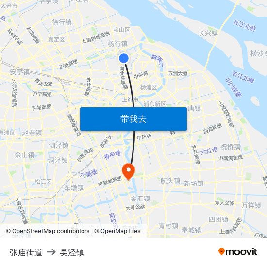 张庙街道 to 吴泾镇 map