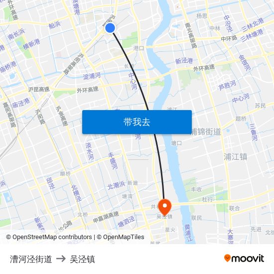 漕河泾街道 to 吴泾镇 map