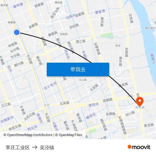 莘庄工业区 to 吴泾镇 map