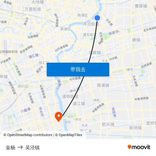 金杨 to 吴泾镇 map