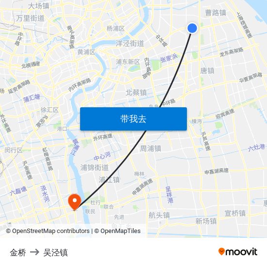 金桥 to 吴泾镇 map