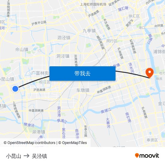小昆山 to 吴泾镇 map