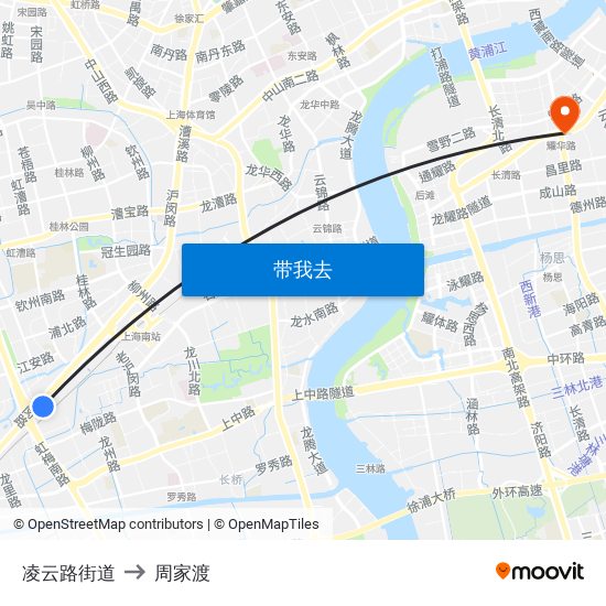 凌云路街道 to 周家渡 map