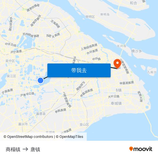 商榻镇 to 唐镇 map