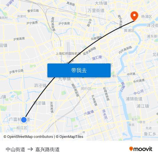 中山街道 to 嘉兴路街道 map