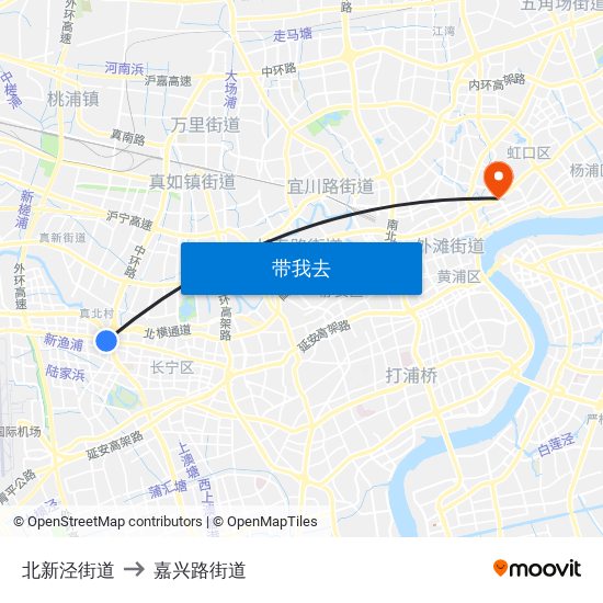 北新泾街道 to 嘉兴路街道 map