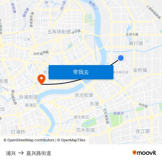 浦兴 to 嘉兴路街道 map