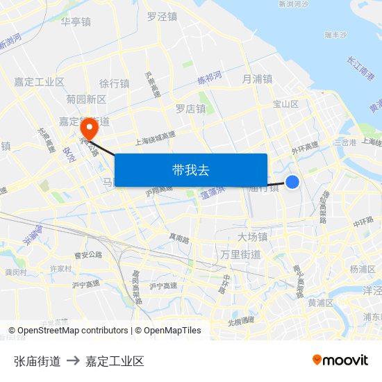 张庙街道 to 嘉定工业区 map
