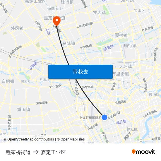 程家桥街道 to 嘉定工业区 map