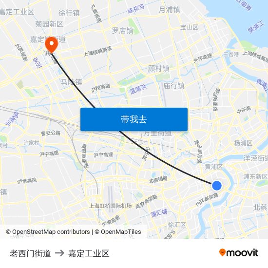 老西门街道 to 嘉定工业区 map