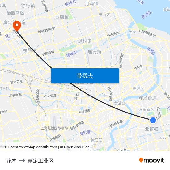 花木 to 嘉定工业区 map