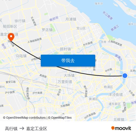 高行镇 to 嘉定工业区 map