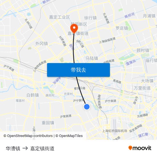 华漕镇 to 嘉定镇街道 map