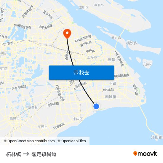 柘林镇 to 嘉定镇街道 map