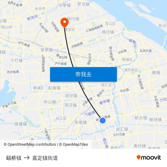 颛桥镇 to 嘉定镇街道 map