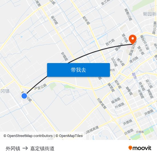 外冈镇 to 嘉定镇街道 map