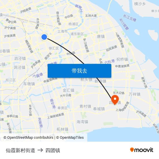 仙霞新村街道 to 四团镇 map