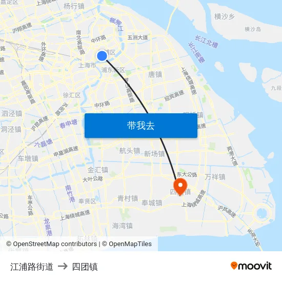 江浦路街道 to 四团镇 map