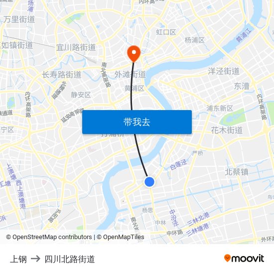 上钢 to 四川北路街道 map