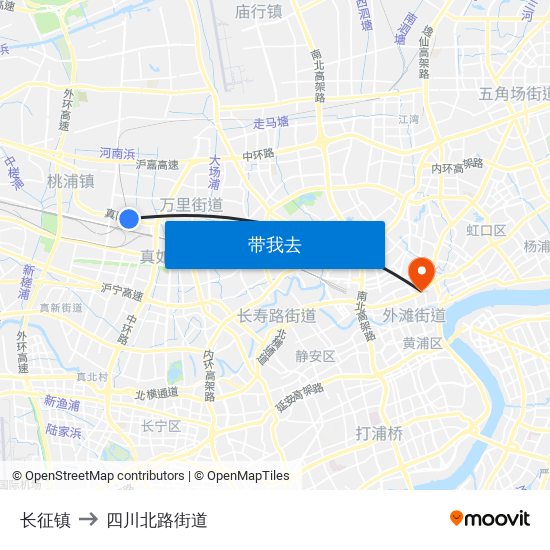 长征镇 to 四川北路街道 map