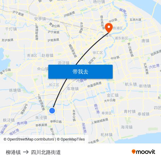 柳港镇 to 四川北路街道 map