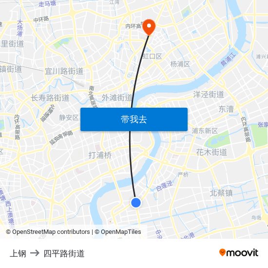 上钢 to 四平路街道 map