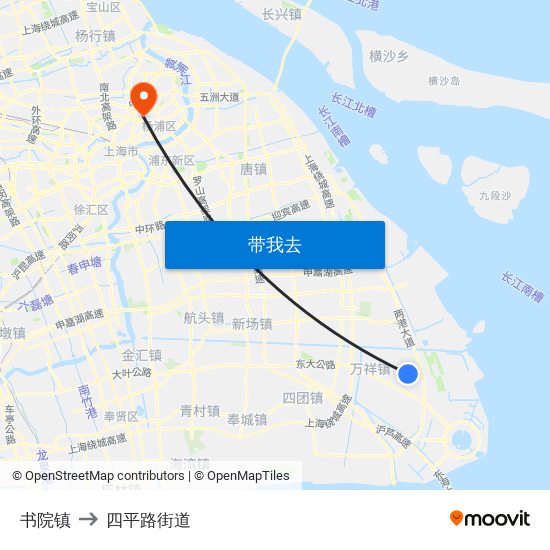 书院镇 to 四平路街道 map