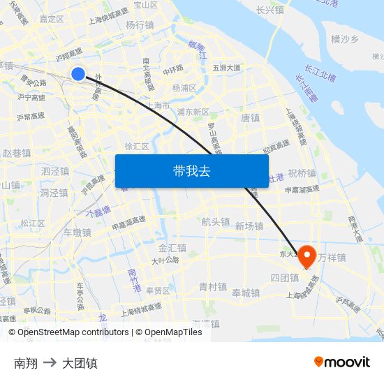 南翔 to 大团镇 map